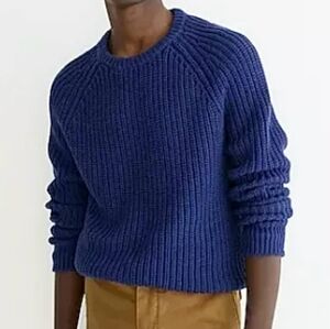 JACK SPADE Shaker Stitch Ribbed Crew Neck Sweater Elbow Patches